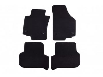 Мокетени стелки Petex за Seat Leon с кръгли щипки 09/2008-10/2012 4 части черни (B014) Style материя 